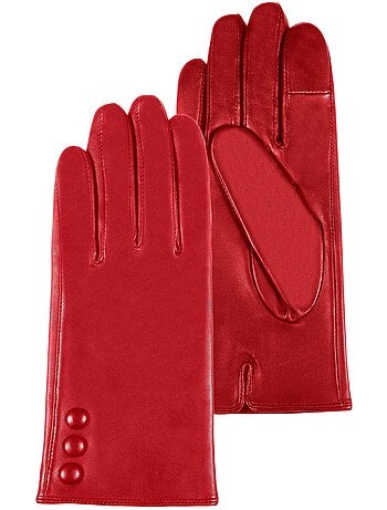 Guantes almohadillas táctiles de piel de cordero plena flor - forrado mujer isotoner