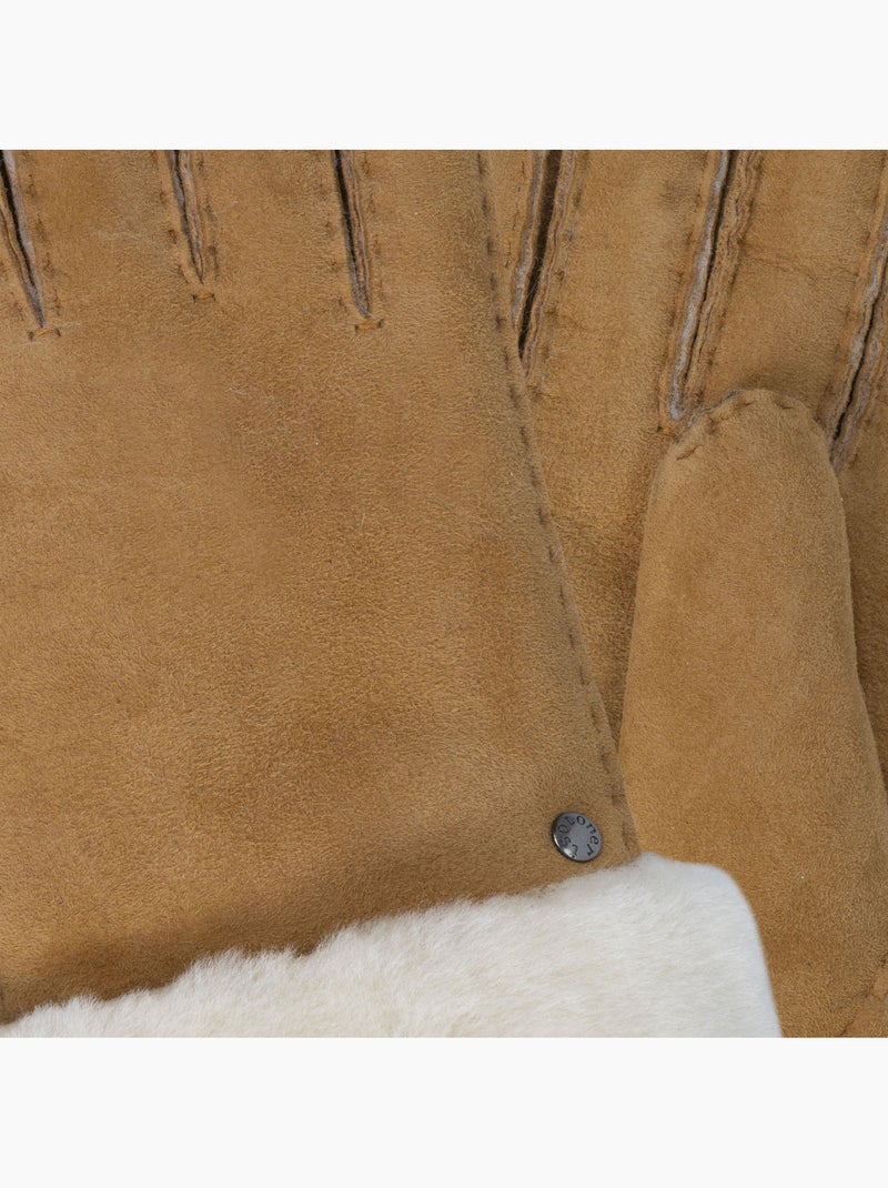 Guantes cálido y suave, de cuero de oveja con interior de imitación de mujer isotoner Marrón caramelo - Kiabi