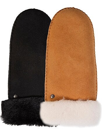 Guantes cálido y suave, de cuero de oveja con interior de imitación de mujer isotoner