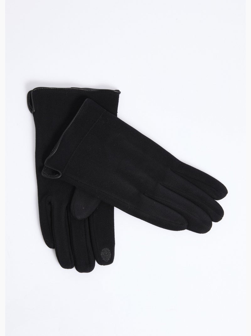 Guantes de ante con ribete de piel sintética - AFIBEL Negro - Kiabi