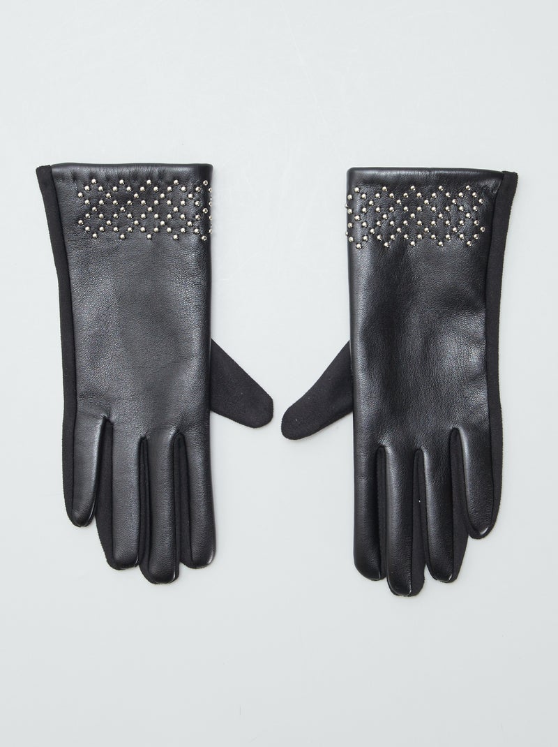 Guantes de antelina y material sintético NEGRO - Kiabi