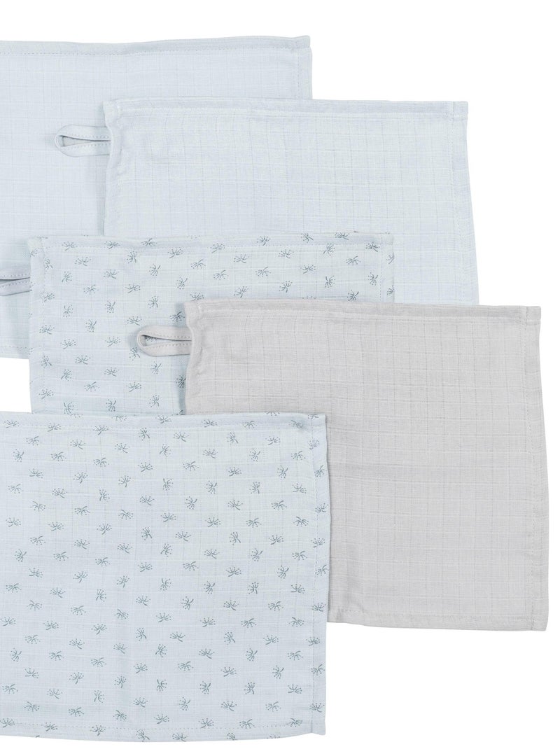 Guantes de baño en algodón orgánico Oeko-Tex - Juego de 5 - ROBA 'Lil Planet' Gris azul cielo - Kiabi