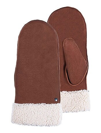 Guantes de cuero de cabra ante, con forro de imitación de piel mujer Isotoner