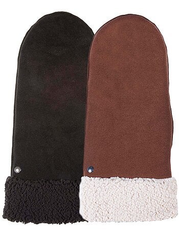 Guantes de cuero de cabra ante, con forro de imitación de piel mujer Isotoner