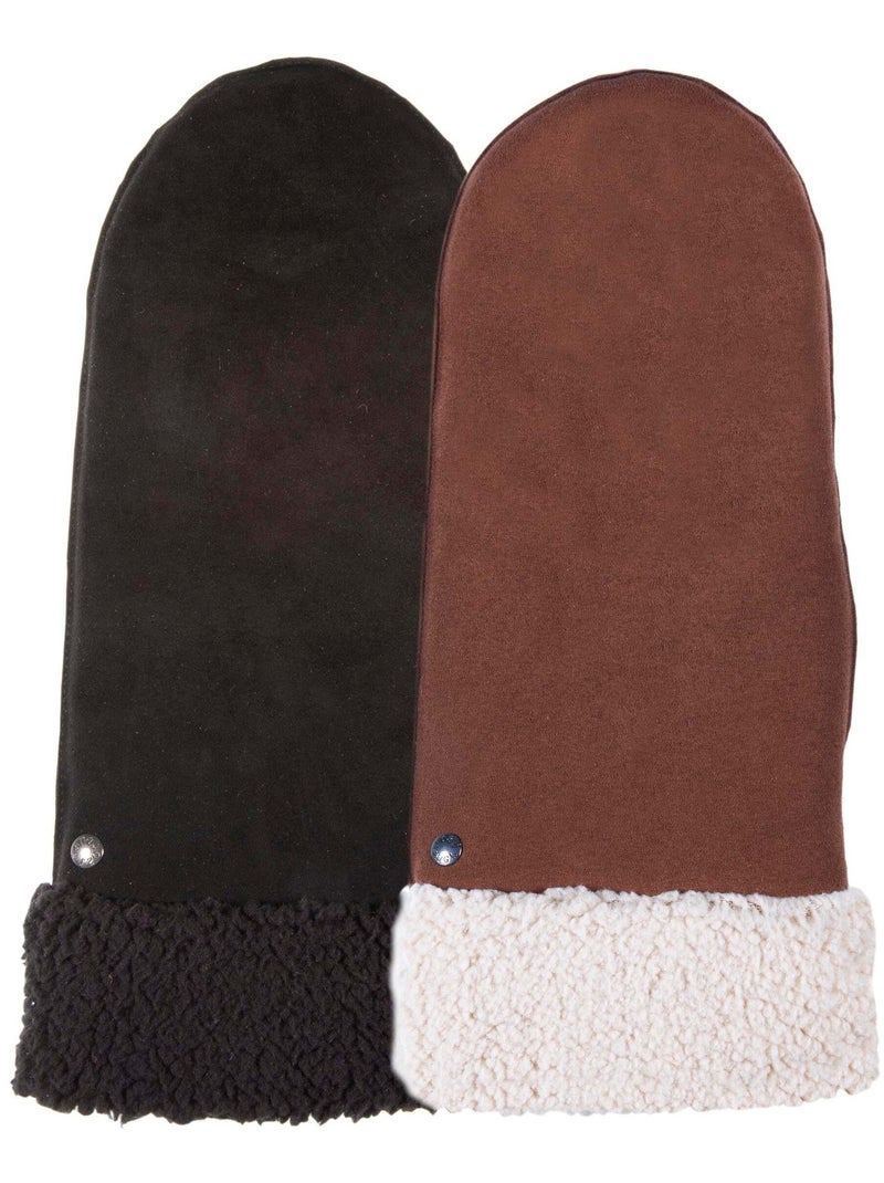 Guantes de cuero de cabra ante, con forro de imitación de piel mujer Isotoner Cognac - Kiabi
