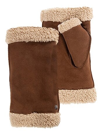 Guantes de cuero de cabra ante, con forro de imitación de piel mujer Isotoner