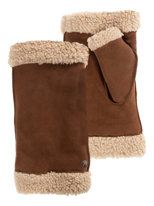 Guantes de cuero de cabra ante, con forro de imitación de piel mujer Isotoner - Kiabi