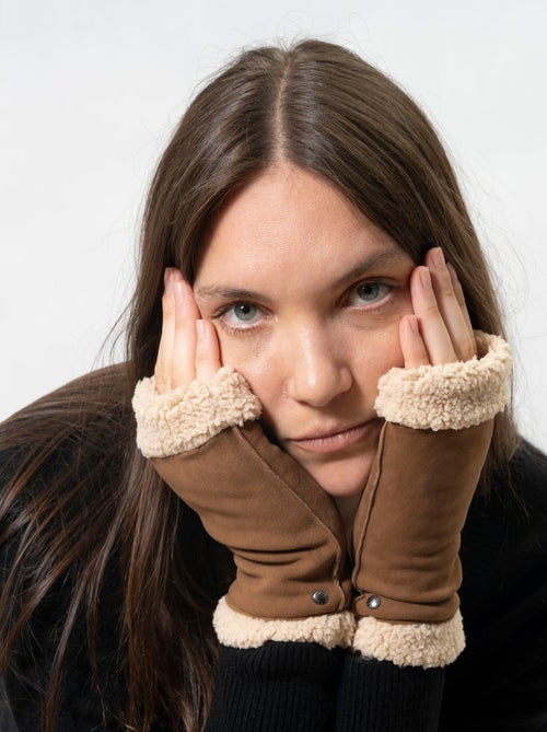 Guantes de cuero de cabra ante, con forro de imitación de piel mujer Isotoner - Kiabi