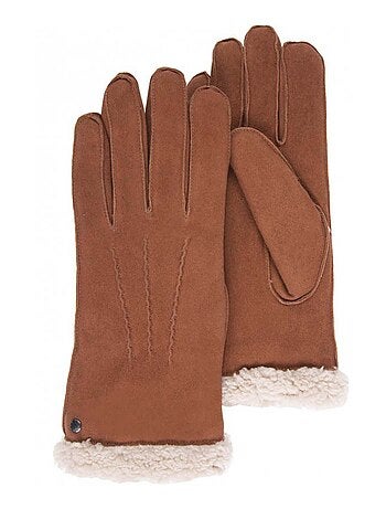 Guantes de cuero de cabra ante, con forro de imitación de piel mujer isotoner