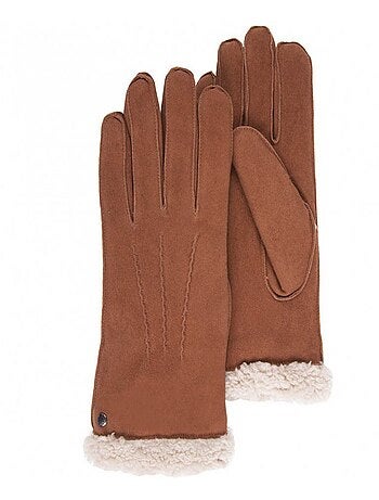 Guantes de cuero de cabra ante, con forro de imitación de piel mujer isotoner