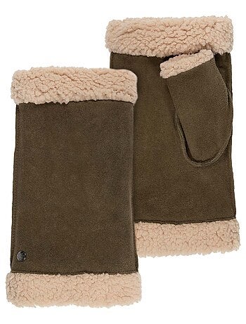 Guantes de cuero de cabra ante, con forro de imitación de piel mujer Isotoner