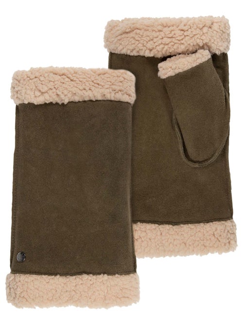 Guantes de cuero de cabra ante, con forro de imitación de piel mujer - Kiabi