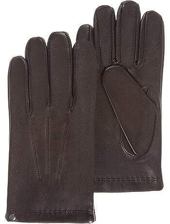 Guantes de cuero de cordero plena flor, forrado de cachemira y seda hombre isotoner