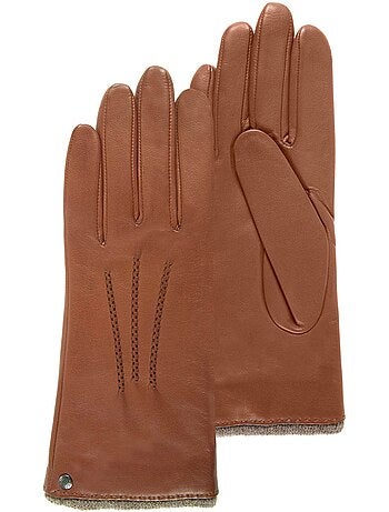 Guantes de cuero de cordero plena flor, forro de cachemira mujer isotoner