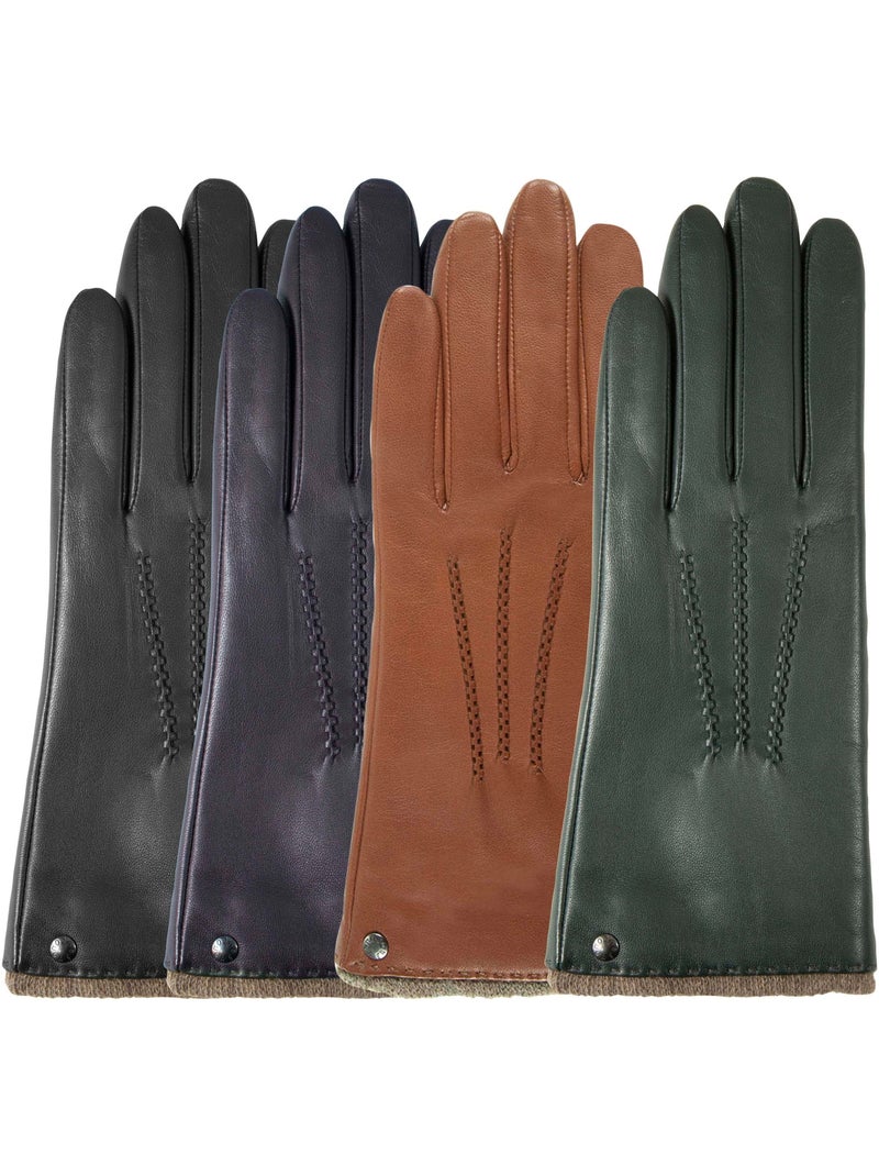 Guantes de cuero de cordero plena flor, forro de cachemira mujer isotoner Cognac - Kiabi