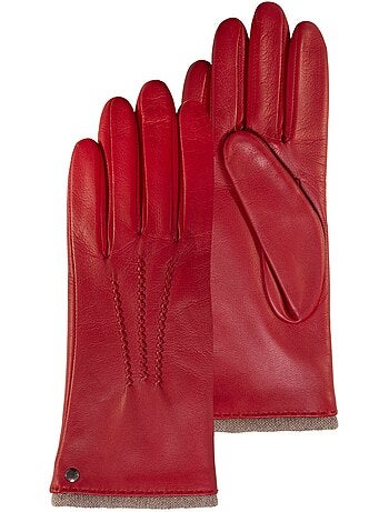 Guantes de cuero de cordero plena flor, forro de cachemira mujer isotoner