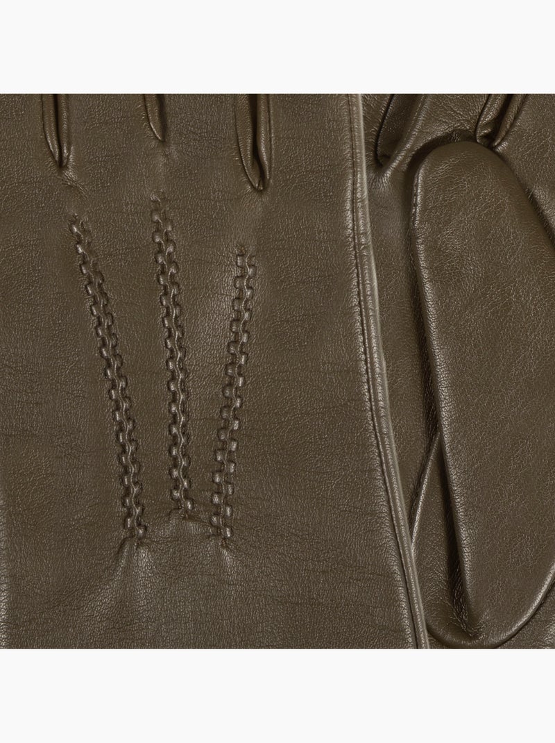 Guantes de cuero de cordero plena flor, forro de cachemira mujer isotoner Verde oliva - Kiabi
