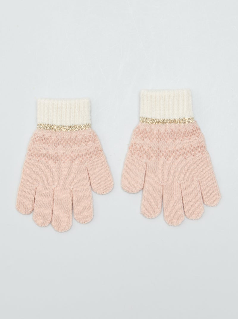 Guantes de jacquard beige - Kiabi