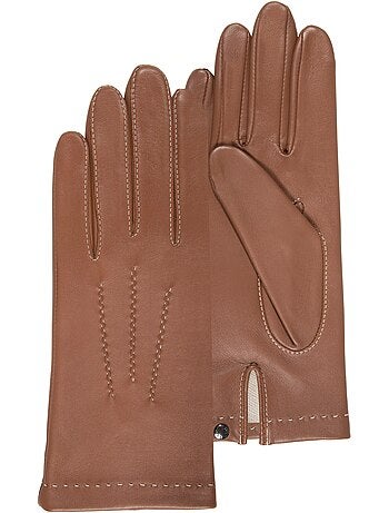 Guantes de piel de cordero plena flor, con forrado de seda, actual y mujer isotoner