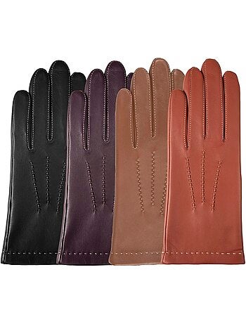 Guantes de piel de cordero plena flor, con forrado de seda, actual y mujer isotoner