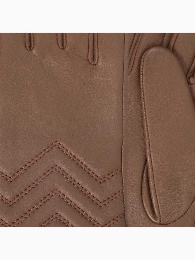 Guantes de piel de cordero plena flor, con forrado de seda, actual y mujer isotoner Cognac - Kiabi