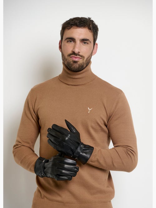 Guantes de piel para hombre con lengüeta en la muñeca - AFIBEL - Kiabi
