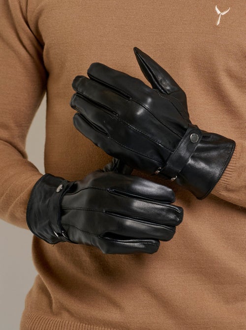 Guantes de piel para hombre con lengüeta en la muñeca - AFIBEL - Kiabi
