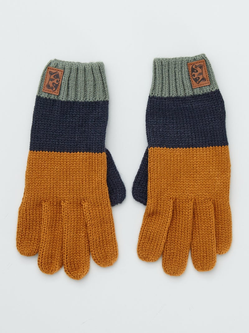 Guantes de punto de canalé tricolor AMARILLO - Kiabi