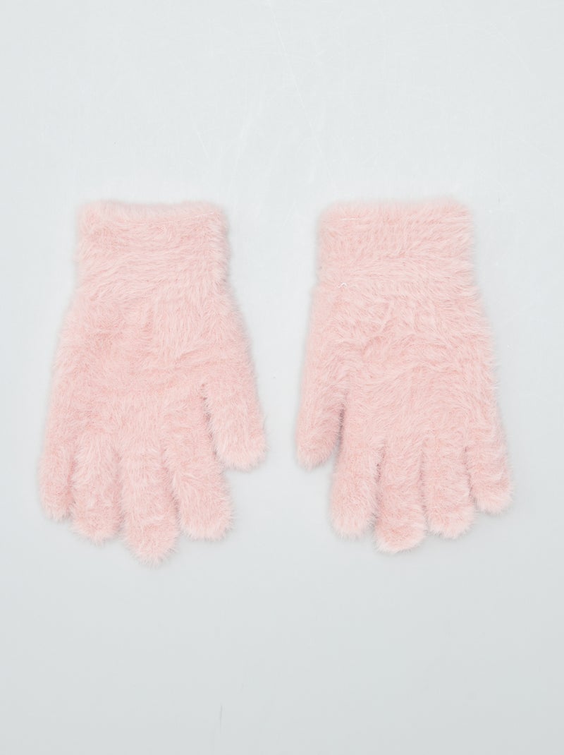 Guantes de punto de pelo suave ROSA - Kiabi