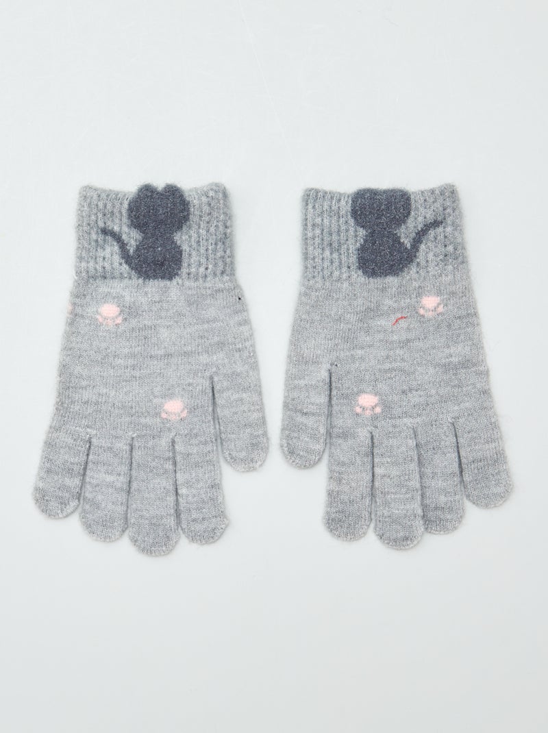 Guantes de punto estampado 'patas' GRIS - Kiabi