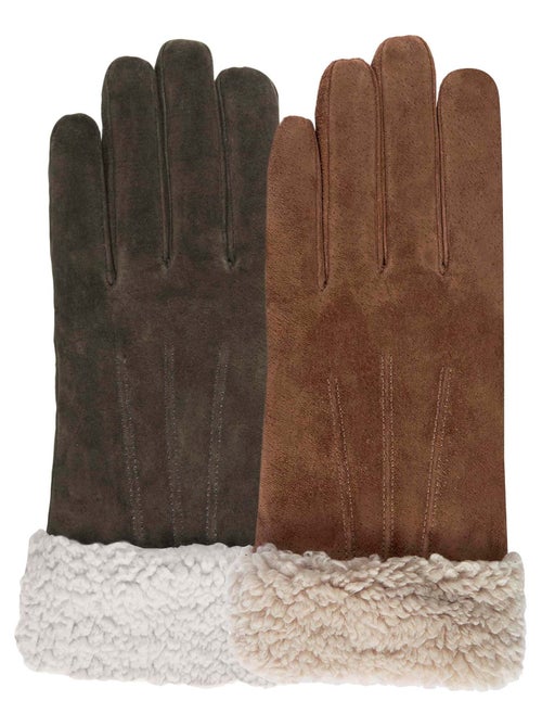 Guantes en cuero, con forro de imitación de piel, elegante mujer Isotoner - Kiabi