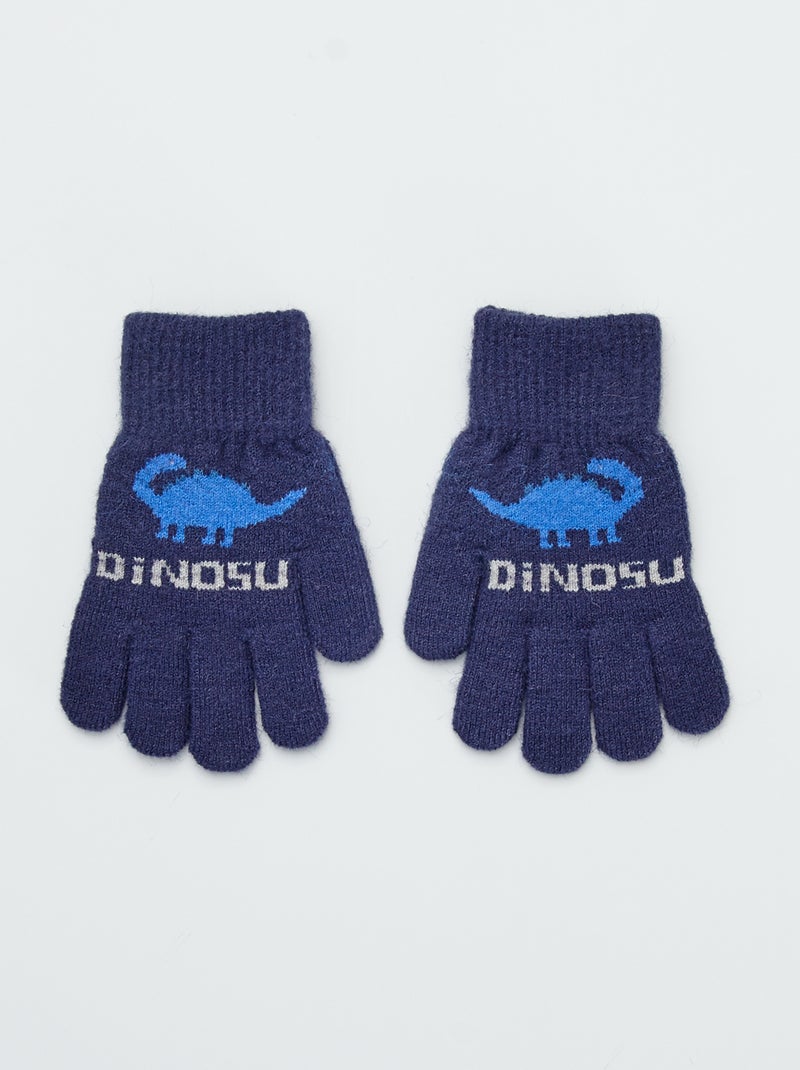 Guantes estampados 'dinosaurios' AZUL - Kiabi