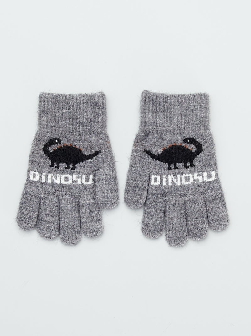 Guantes estampados 'dinosaurios' gris - Kiabi