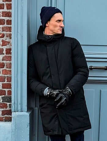 Guantes Pantallas táctiles de cuero de cabra plena flor - forro polar hombre Isotoner