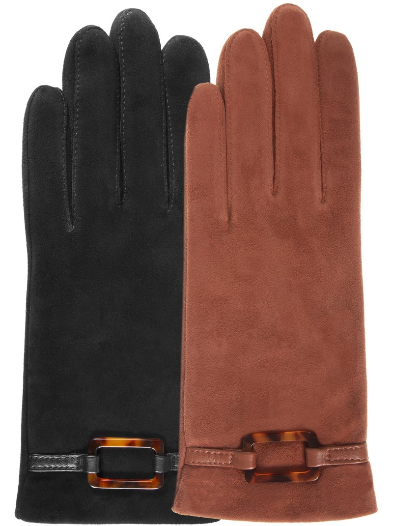 Guantes piel de ante - forrado seda mujer isotoner Negro - Kiabi