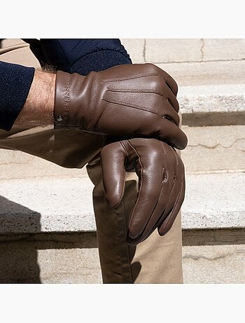 Guantes piel de cordero - forrado seda hombre isotoner