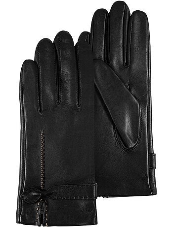 Guantes piel de cordero con lazo plano - forrado seda mujer isotoner