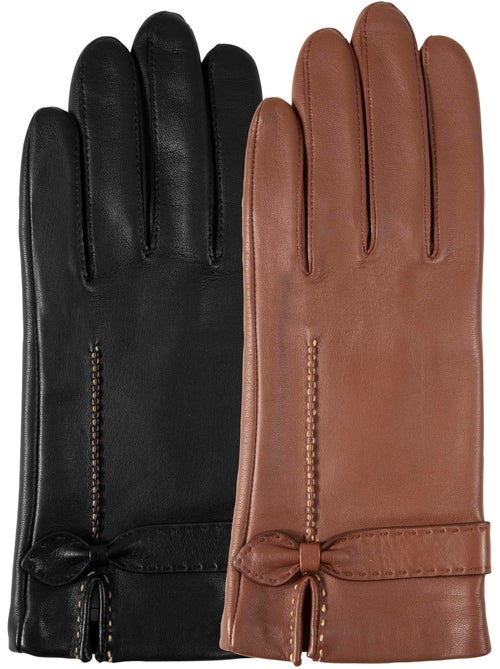 Guantes piel de cordero con lazo plano - forrado seda mujer isotoner - Kiabi Guantes piel de cordero con lazo plano - forrado seda mujer isotoner - Kiabi