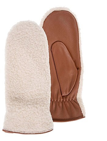 Guantes piel de cordero plena flor - forro imitación piel mujer isotoner