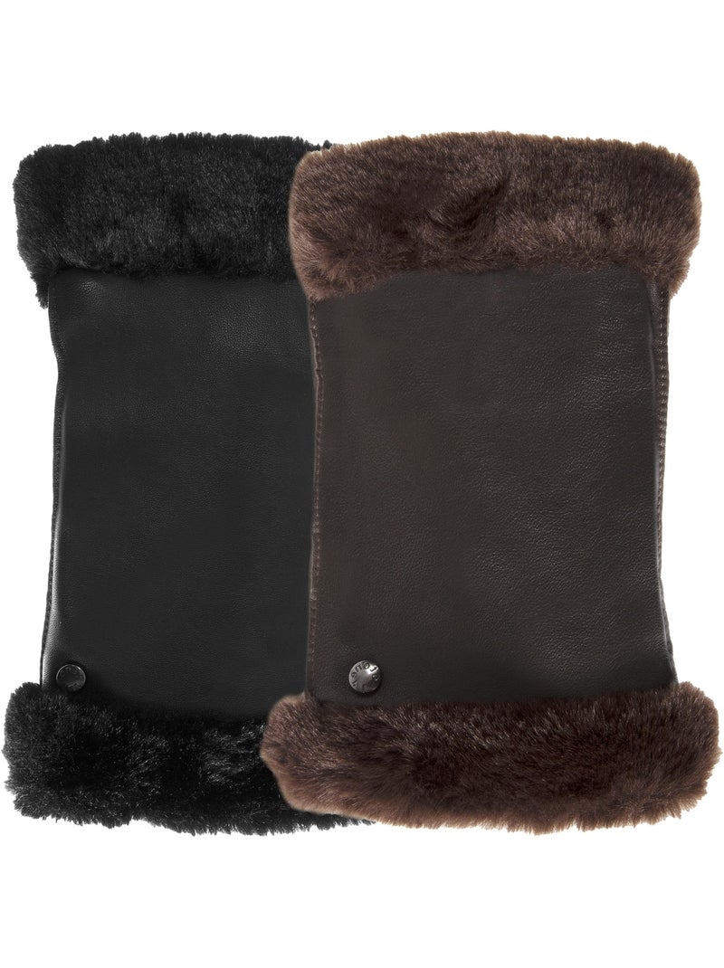 Guantes piel de cordero plena flor - forro imitación piel mujer isotoner Negro - Kiabi