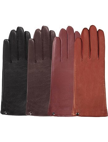Guantes piel de cordero plena flor, forro de cachemira mujer isotoner