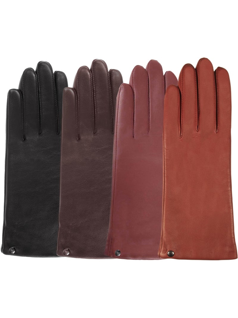 Guantes piel de cordero plena flor, forro de cachemira mujer isotoner Naranja mandarina - Kiabi