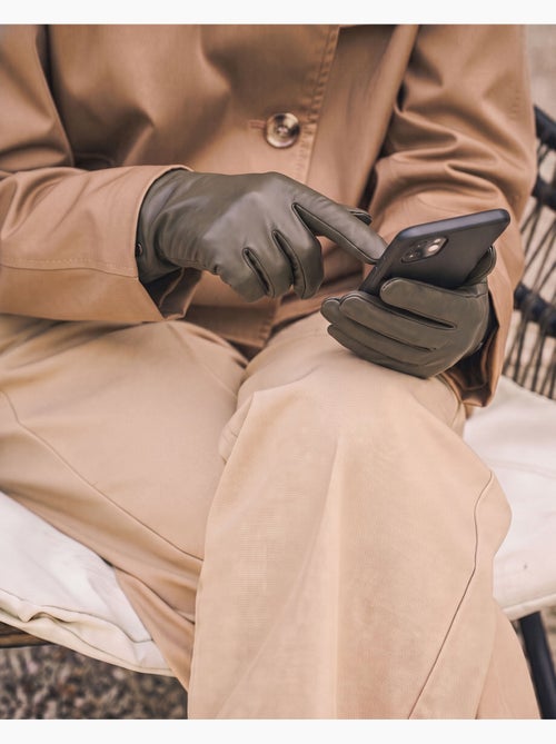 Guantes piel de cordero táctil - forro de micropiel sintética mujer - Kiabi