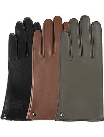 Guantes piel de cordero táctil - forro de micropiel sintética mujer isotoner