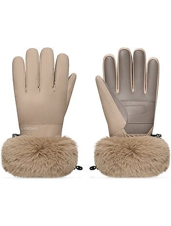 Guantes retro pelo esquí hombre y mujer langlauf camel