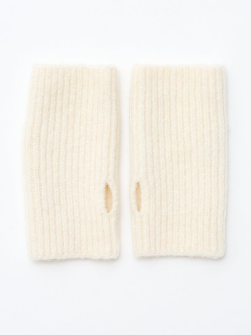 Guantes sin dedos de punto Blanco - Kiabi