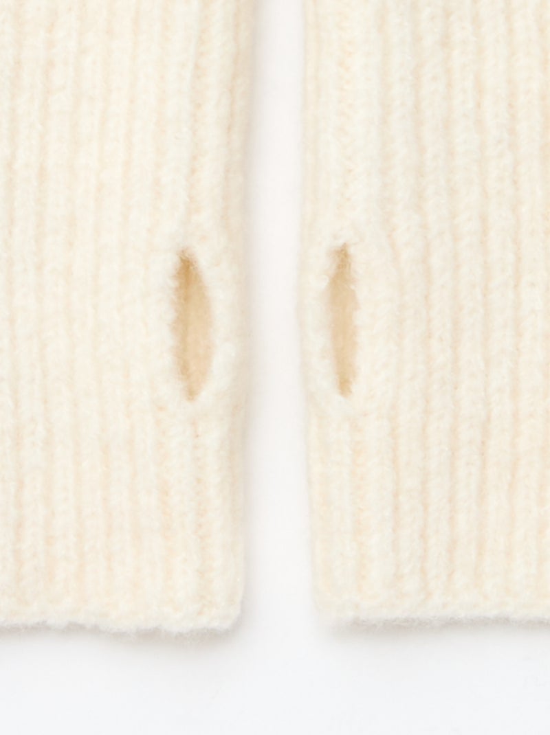 Guantes sin dedos de punto Blanco - Kiabi