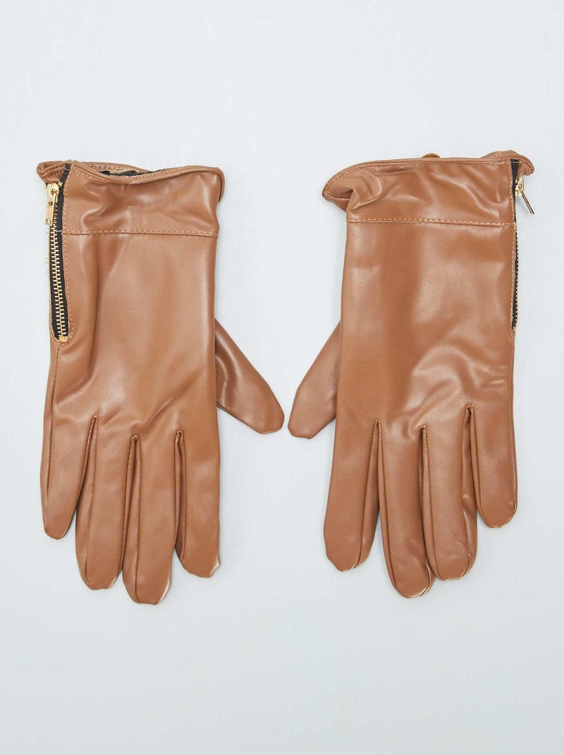Guantes sintéticos con cremallera BEIGE - Kiabi