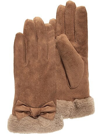 Guantes táctil, cálido, forrado de imitación de piel, talla única mujer isotoner