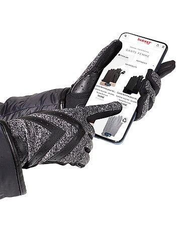 Guantes táctil, cálido, forrado de imitación de piel, talla única mujer isotoner